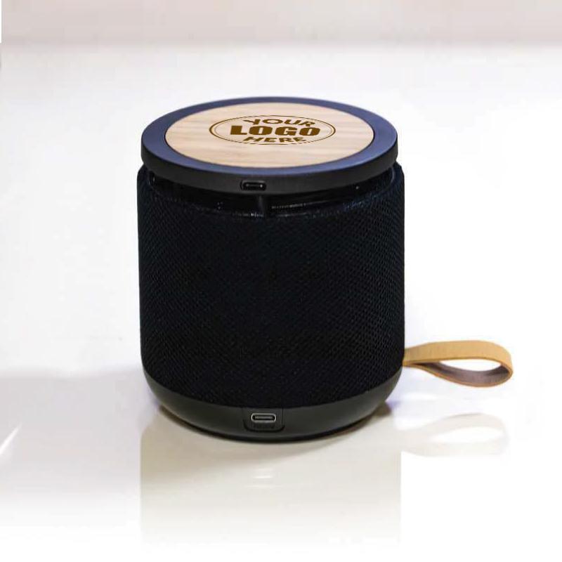 Bamboo Bluetooth Speaker with Wireless Charger with Logo